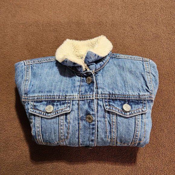 Gap Denim Girl's Blue Trucker Sherpa Jacket Size Medium - Picture 10 of 10